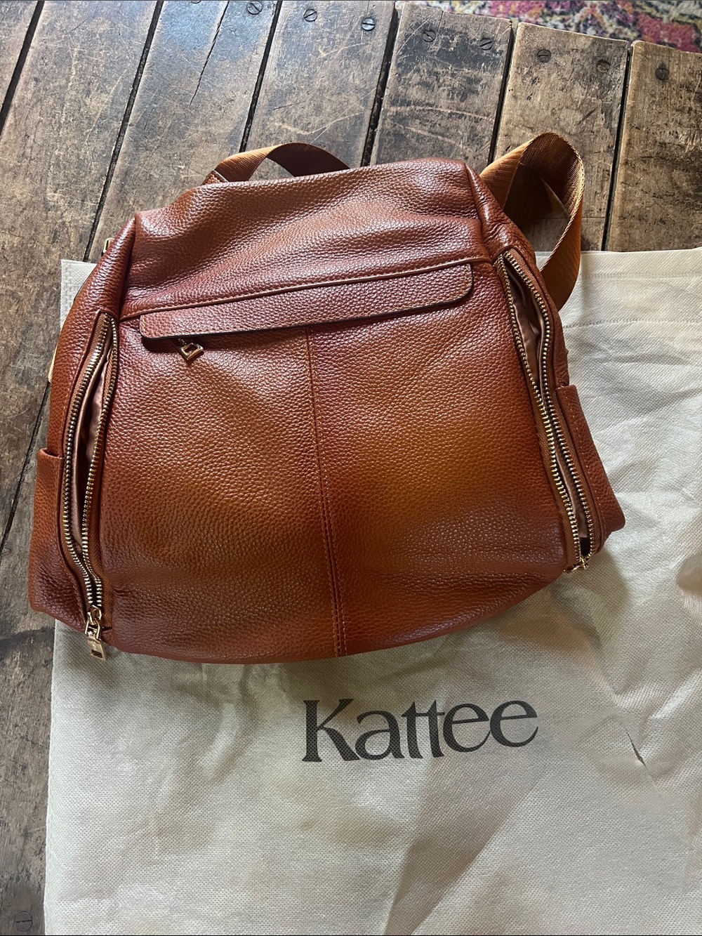 Kattee Brown Leather Backpack - Women’s Casual Daypack